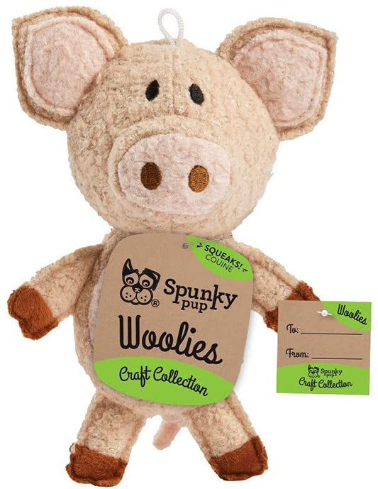 Spunky Pup Woolies Plush Dog Toy Pig
