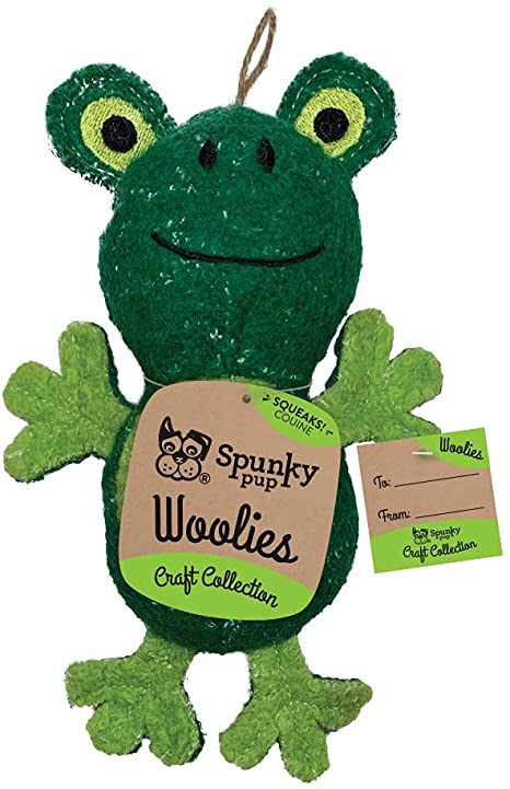 Spunky Pup Woolies Plush Dog Toy Frog Mini
