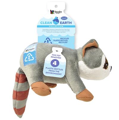 Clean Earth Plush Dog Toy Raccoon