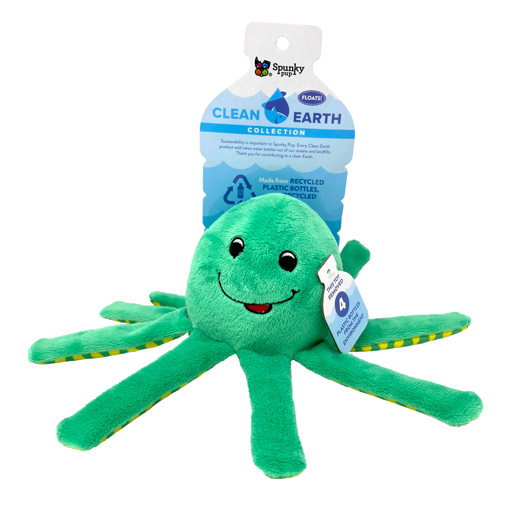 Clean Earth Plush Dog Toy Octopus