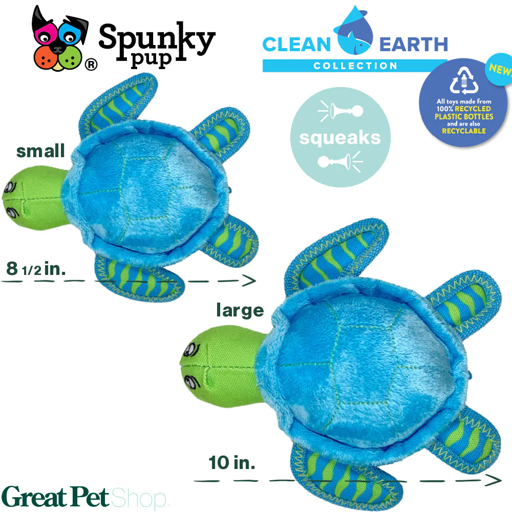 Clean Earth Plush Dog Toy Turtle