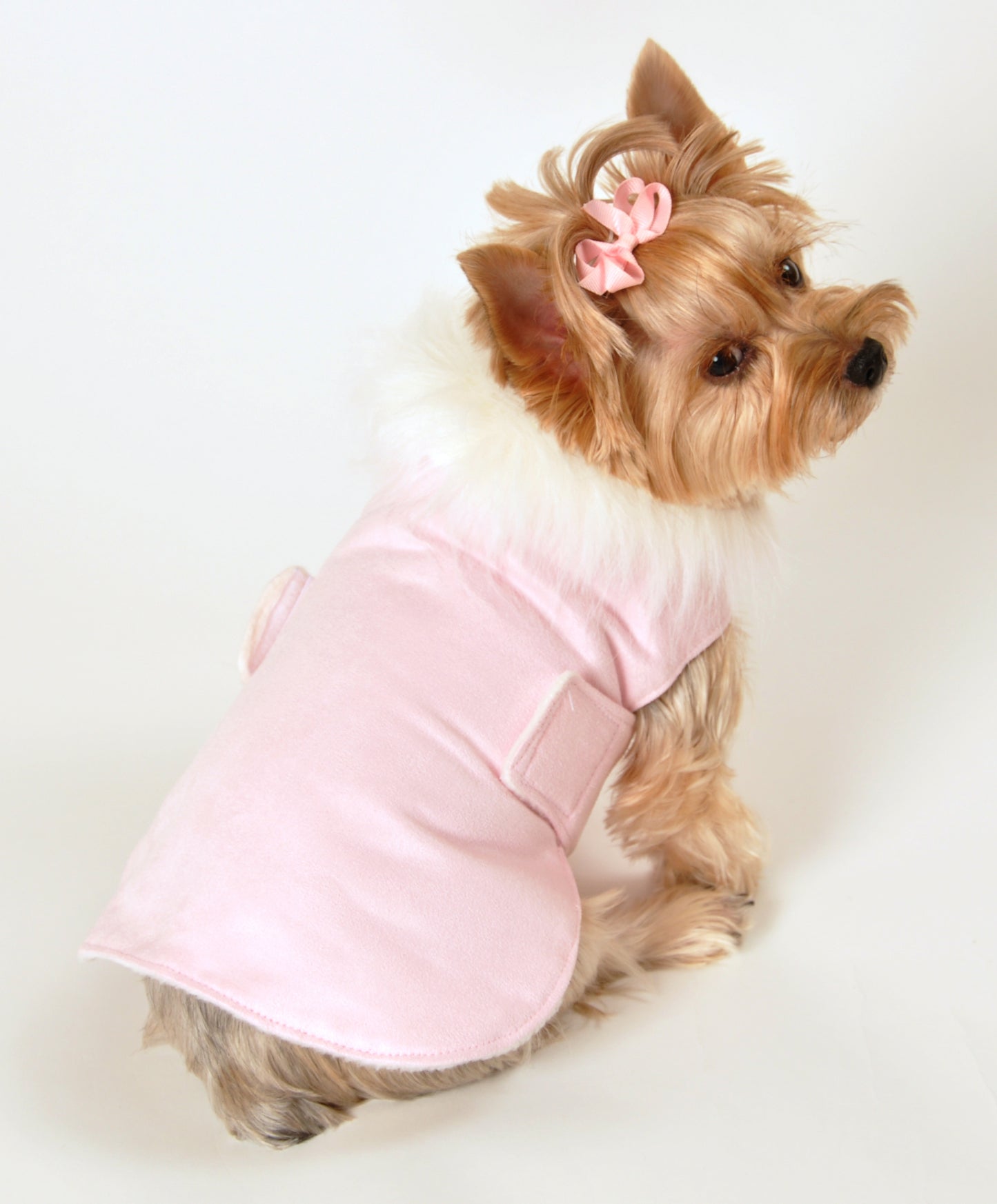 Romy and Jacob Pink Faux Suede Dog Coat