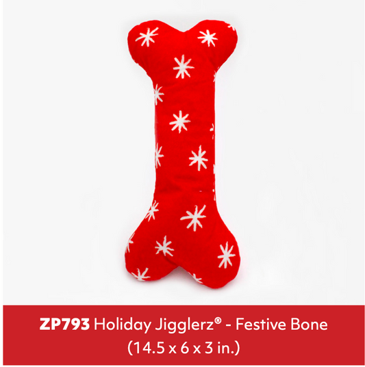 ZippyPaws Holiday Jigglerz Festive Bone