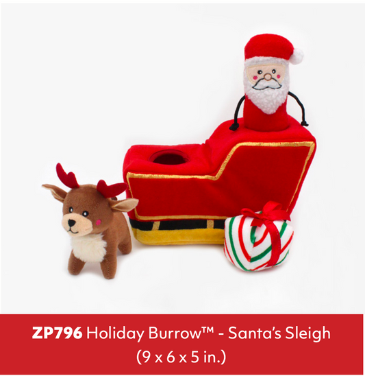 ZippyPaws Holiday Santa's Sleigh Burrow