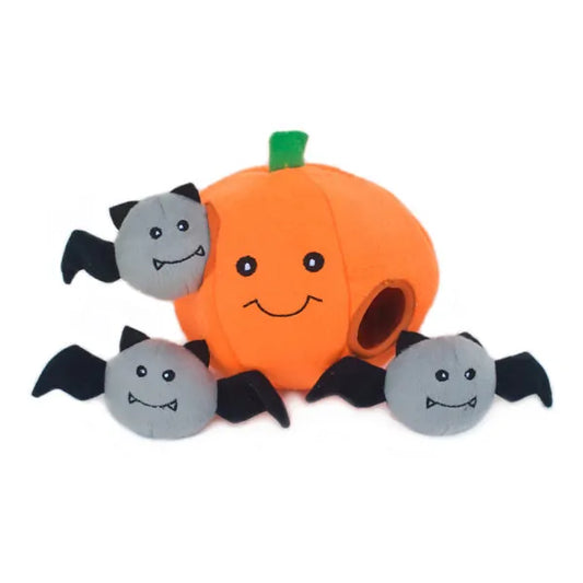 ZippyPaws Halloween Burrow Pumpkin w/ Bats
