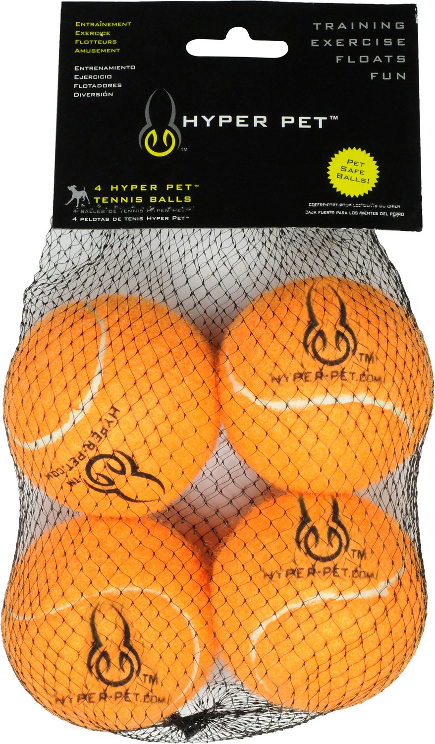 Hyper Pet Tennis Balls 4-Pack Orange Mini