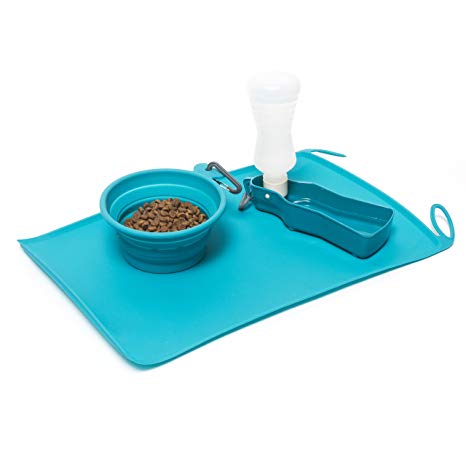 Messy Mutts Portable Silicone Food Mat Blue