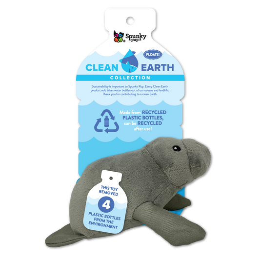 Clean Earth Plush Dog Toy Manatee