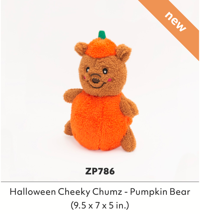 ZippyPaws Halloween Cheeky Chumz Dog Toys Pumpkin Bear