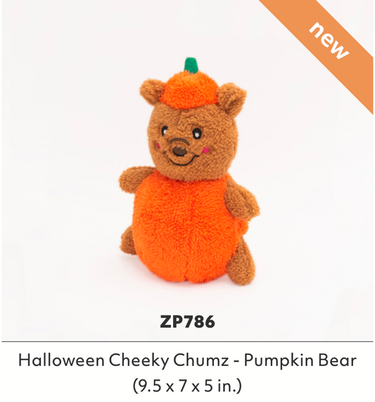 ZippyPaws Halloween Cheeky Chumz Dog Toys Pumpkin Bear