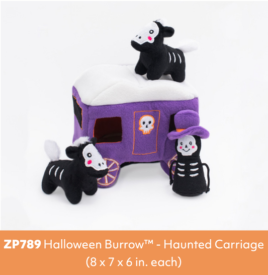 ZippyPaws Halloween Haunted Carriage Burrow Dog Toy